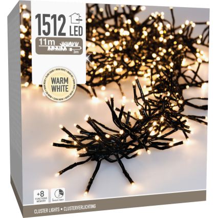 LED Venkovní vánoční řetěz 1512xLED/230V/8 funkcí 14 m IP44 teplá bílá