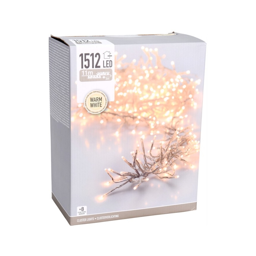 LED Venkovní vánoční řetěz 1512xLED/230V/8 funkcí 14 m IP44 teplá bílá
