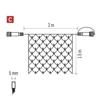 LED Venkovní vánoční řetěz 160xLED/2x1,5m IP44 studená bílá
