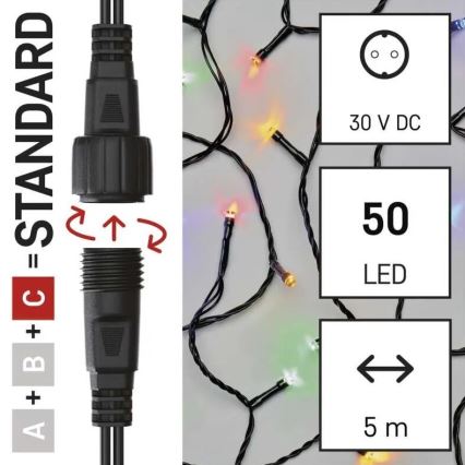 LED Venkovní vánoční řetěz 50xLED/5m IP44 multicolor