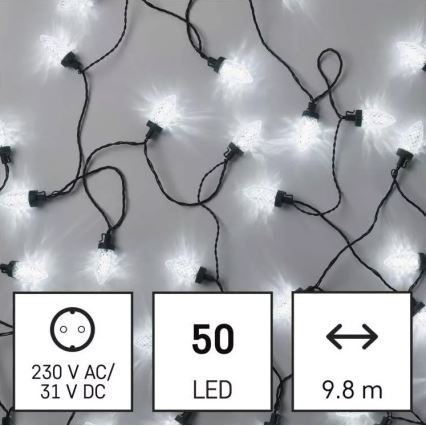 LED Venkovní vánoční řetěz 50xLED/8 funkcí 14,8 m IP44 studená bílá