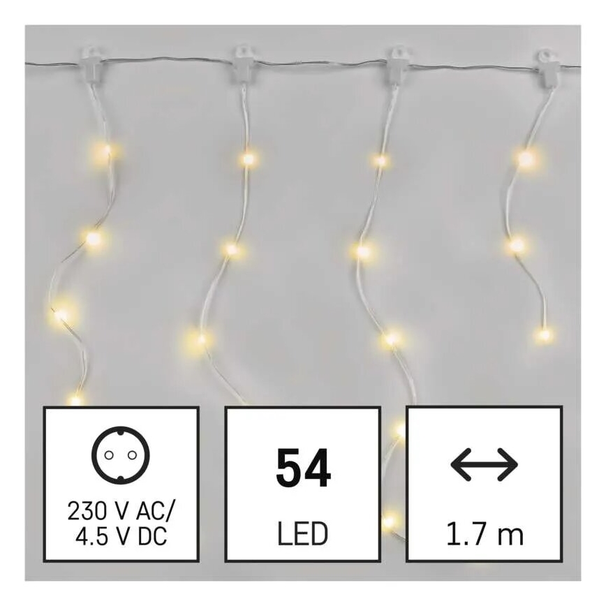 LED Venkovní vánoční řetěz 54xLED/8 funkcí 6,7x0,7m IP44 teplá bílá