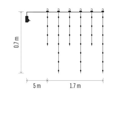 LED Venkovní vánoční řetěz 54xLED/8 funkcí 6,7x0,7m IP44 teplá bílá