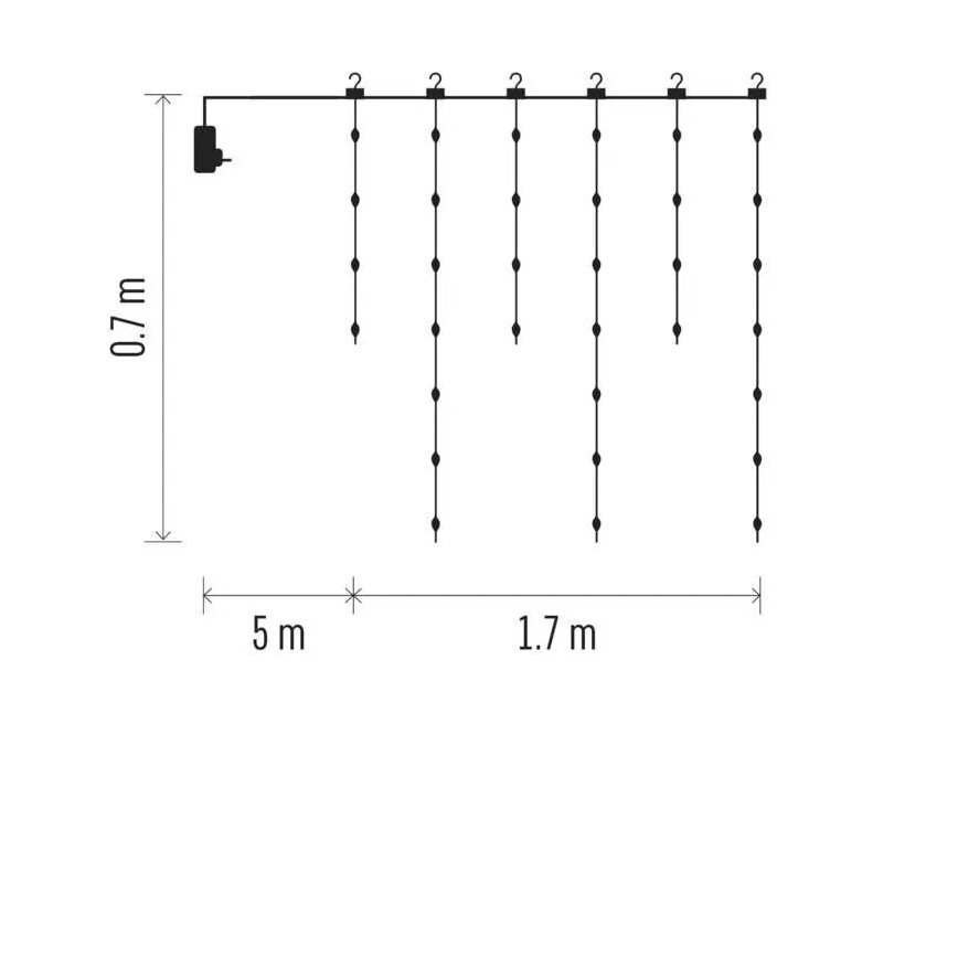 LED Venkovní vánoční řetěz 54xLED/8 funkcí 6,7x0,7m IP44 teplá bílá