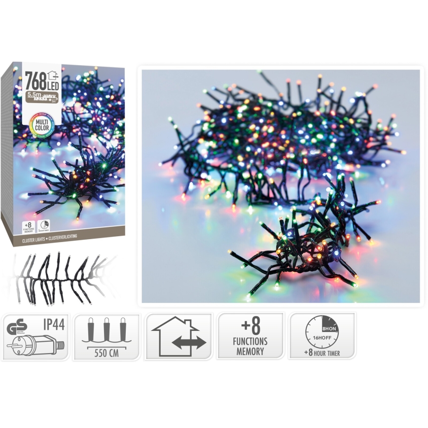 LED Venkovní vánoční řetěz 768xLED/230V/8 funkcí 8,5 m IP44 multicolor