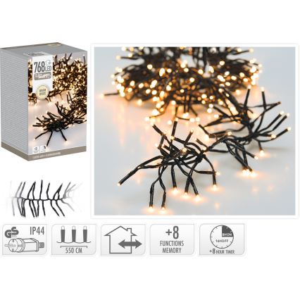 LED Venkovní vánoční řetěz 768xLED/230V/8 funkcí 8,5 m IP44 teplá bílá