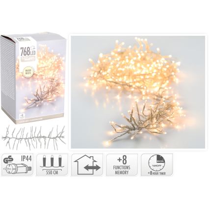 LED Venkovní vánoční řetěz 768xLED/230V/8 funkcí 8,5 m IP44 teplá bílá