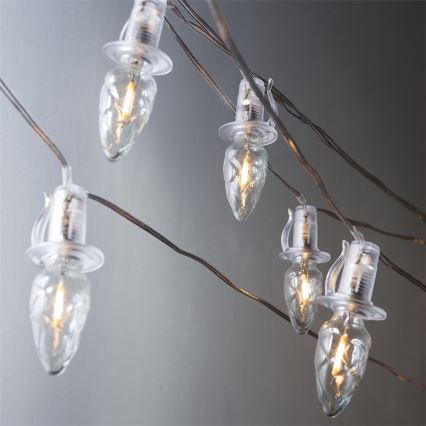 LED Venkovní vánoční řetěz CONE FILAMENT 20xE10 19m čirá/teplá bílá IP44, Vyrobeno v ČR