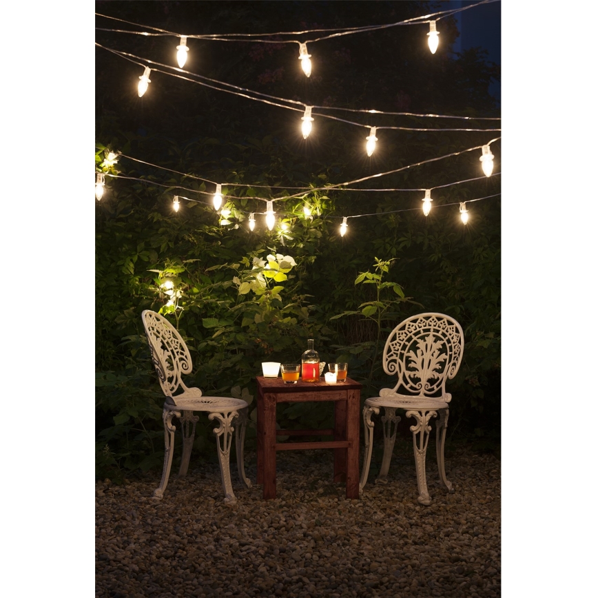 LED Venkovní vánoční řetěz CONE FILAMENT 20xE10 19m čirá/teplá bílá IP44, Vyrobeno v ČR