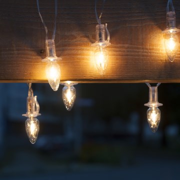 LED Venkovní vánoční řetěz CONE FILAMENT 20xE10 19m čirá/teplá bílá IP44, Vyrobeno v ČR