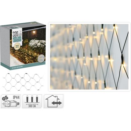 LED Venkovní vánoční závěs 320xLED/230V 3x1,5 m IP44 teplá bílá