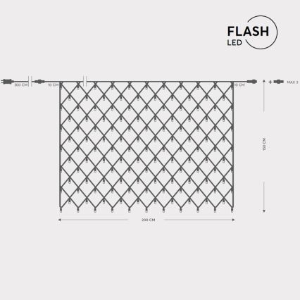 LED Venkovní  závěs NET 240xLED/7,2W/230V 1,5x2 m IP44 teplá bílá