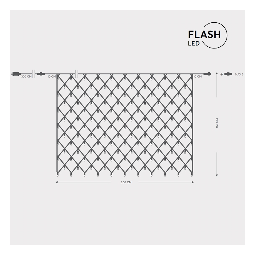 LED Venkovní  závěs NET 240xLED/7,2W/230V 1,5x2 m IP44 teplá bílá