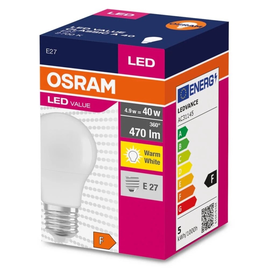 LED Žárovka A40 E27/4,9W/230V 2700K - Osram