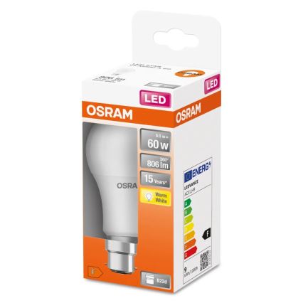 LED Žárovka A60 B22d/8,5W/230V 2700K - Osram
