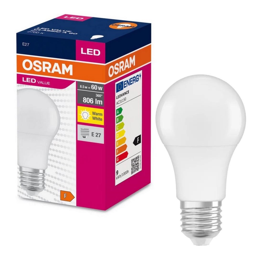 LED Žárovka A60 E27/8,5W/230V 2700K - Osram