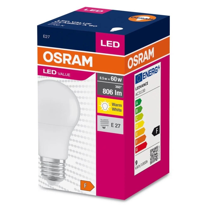 LED Žárovka A60 E27/8,5W/230V 2700K - Osram