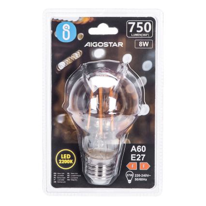 LED Žárovka A60 E27/8W/230V 2200K - Aigostar