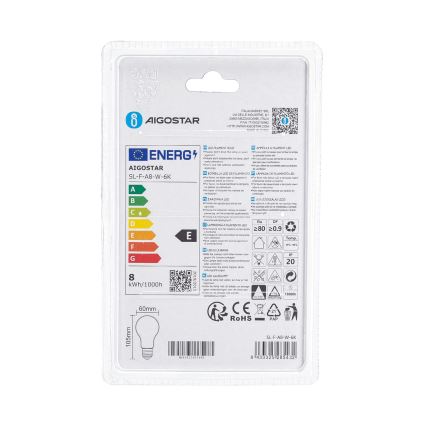 LED Žárovka A60 E27/8W/230V 330° 6500K - Aigostar