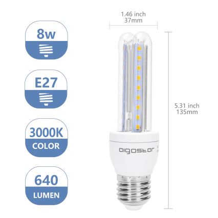 LED Žárovka B5 E27/8W/230V 3000K - Aigostar