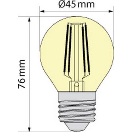 LED Žárovka CLASSIC AMBER G45 E27/6,5W/230V 2200K - Brilagi