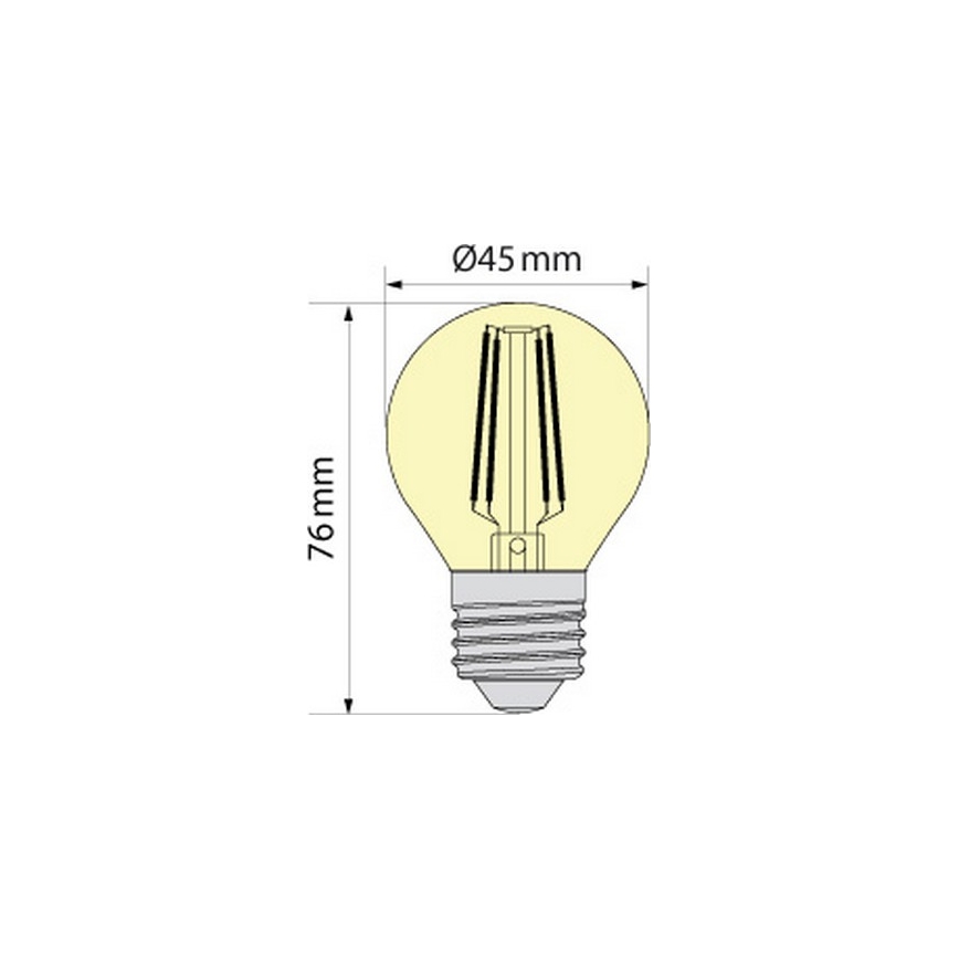 LED Žárovka CLASSIC AMBER G45 E27/6,5W/230V 2200K - Brilagi