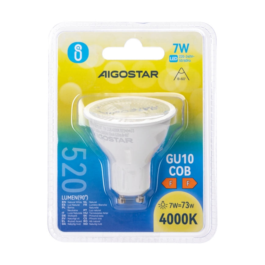 LED Žárovka COB GU10/7W/230V 4000K - Aigostar
