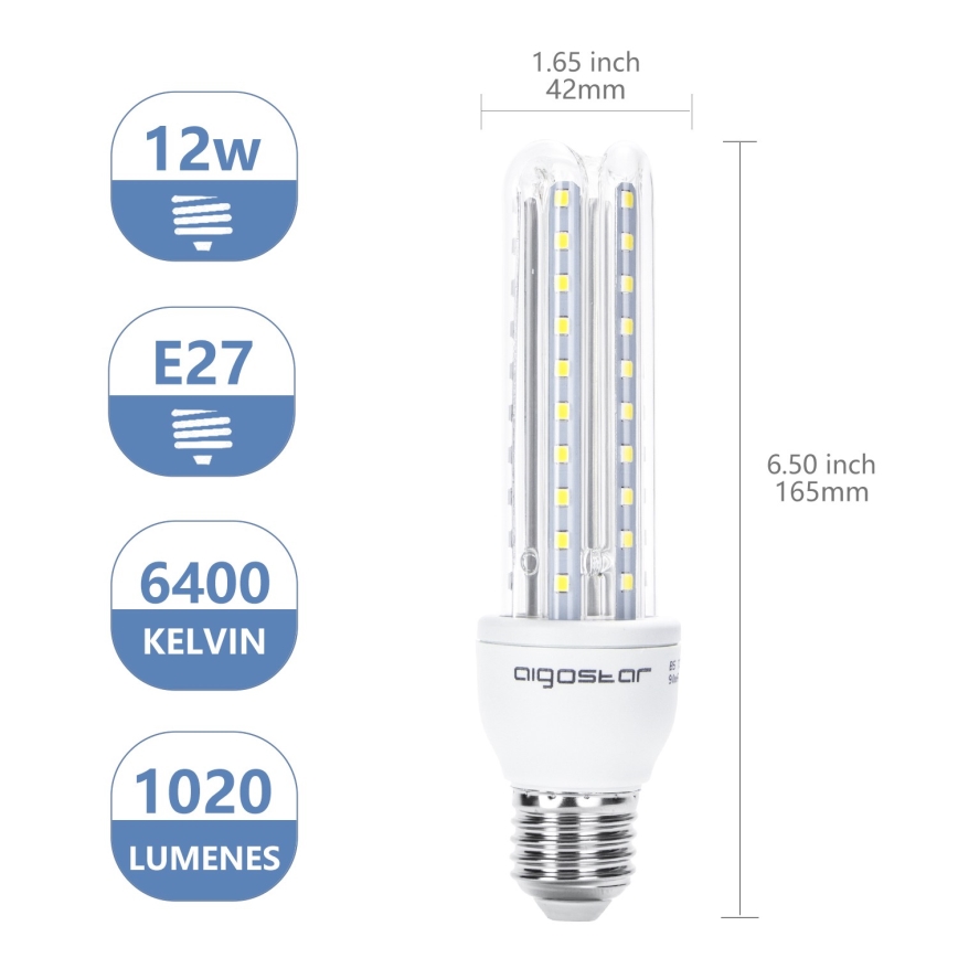 LED Žárovka E27/12W/230V 6500K - Aigostar