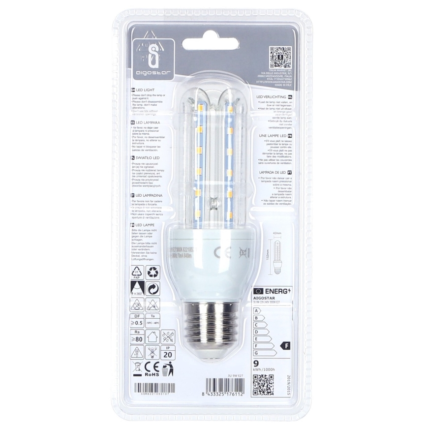 LED Žárovka E27/9W/230V 3000K - Aigostar