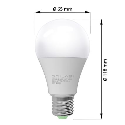 LED Žárovka ECOLINE A65 E27/15W/230V 4000K - Brilagi