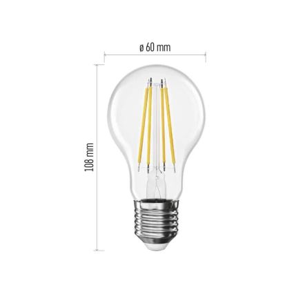 LED Žárovka FILAMENT A60 E27/3,8W/230V 2700K Energetická třída A