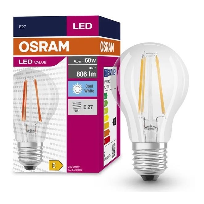 LED Žárovka FILAMENT A60 E27/6,5W/230V 4000K - Osram