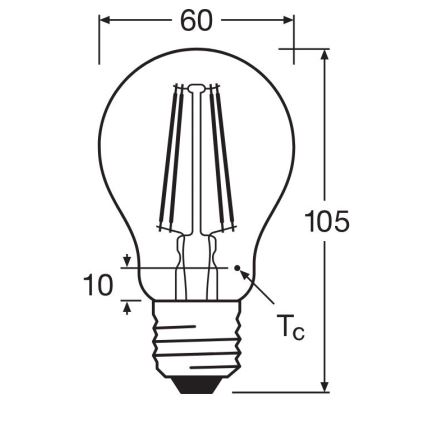 LED Žárovka FILAMENT A60 E27/6,5W/230V 4000K - Osram