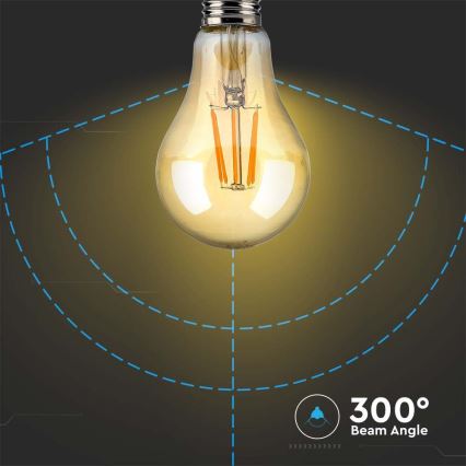 LED Žárovka FILAMENT AMBER A67 E27/10W/230V 2200K