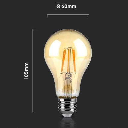 LED Žárovka FILAMENT AMBER A67 E27/10W/230V 2200K