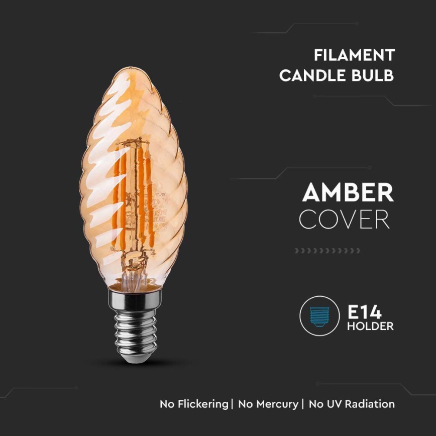 LED Žárovka FILAMENT AMBER E14/4W/230V 2200K