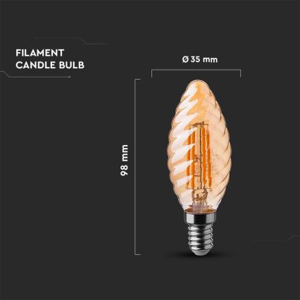 LED Žárovka FILAMENT AMBER E14/4W/230V 2200K