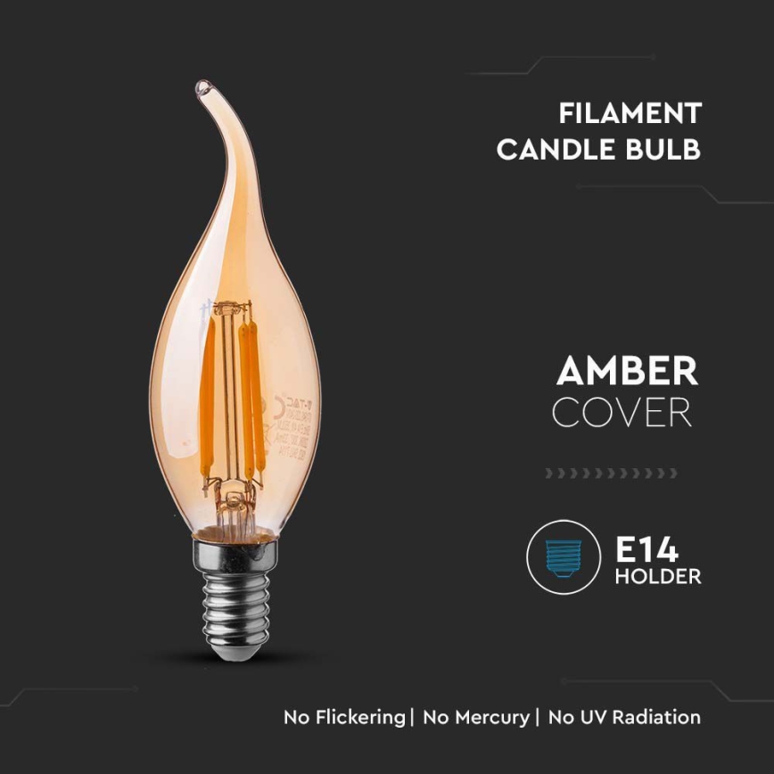 LED Žárovka FILAMENT AMBER E14/4W/230V 2200K