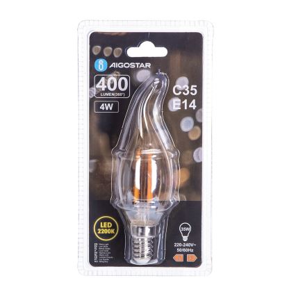 LED Žárovka FILAMENT C35 E14/4W/230V 2200K - Aigostar