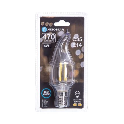LED Žárovka FILAMENT C35 E14/4W/230V 6500K - Aigostar