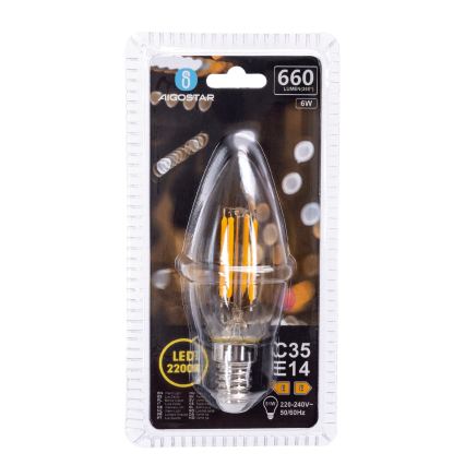 LED Žárovka FILAMENT C35 E14/6W/230V 2200K - Aigostar