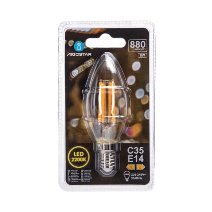 LED Žárovka FILAMENT C35 E14/8W/230V 2200K - Aigostar