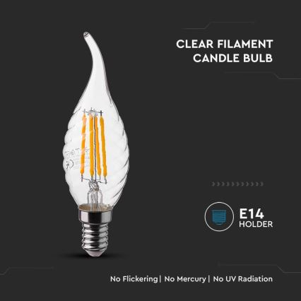 LED Žárovka FILAMENT E14/4W/230V 4000K