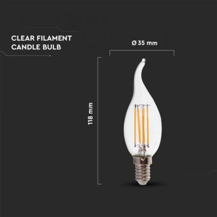 LED Žárovka FILAMENT E14/4W/230V 4000K