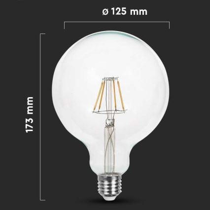 LED Žárovka FILAMENT G125 E27/10W/230V 3000K