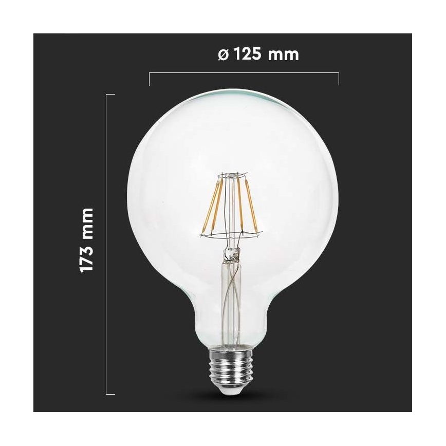 LED Žárovka FILAMENT G125 E27/10W/230V 3000K