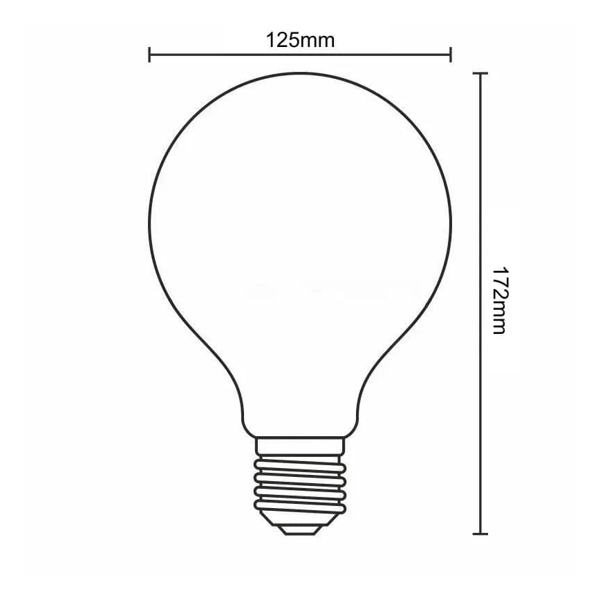LED Žárovka FILAMENT G125 E27/18W/230V 3000K