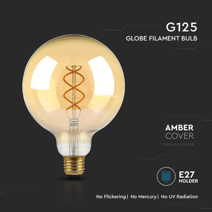 LED Žárovka FILAMENT G125 E27/5W/230V 1800K