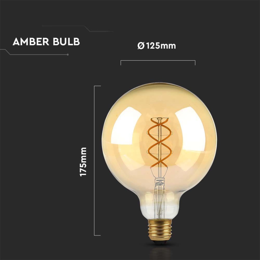 LED Žárovka FILAMENT G125 E27/5W/230V 1800K