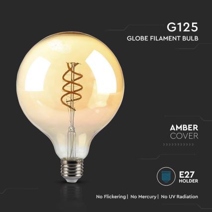 LED Žárovka FILAMENT G125 E27/6W/230V 1800K